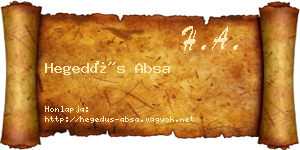 Hegedűs Absa névjegykártya